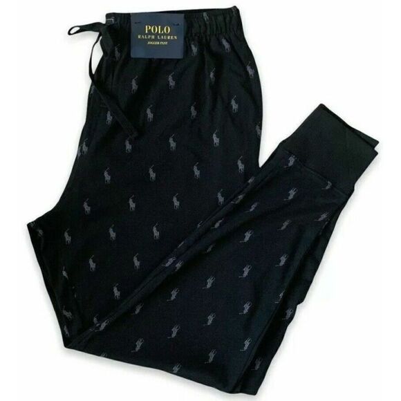 Polo Ralph Lauren PK08RL Men's Sz Medium Black/Gray Pony Print Lounge Pants - Picture 3 of 4